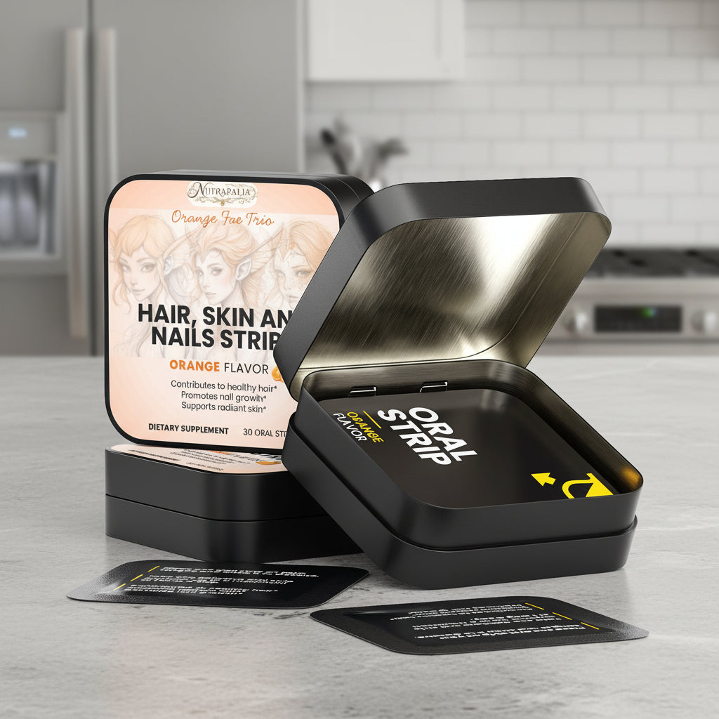 HAIR, SKIN AND NAILS STRIPS (Orange Fae Trio) Orange Flavor