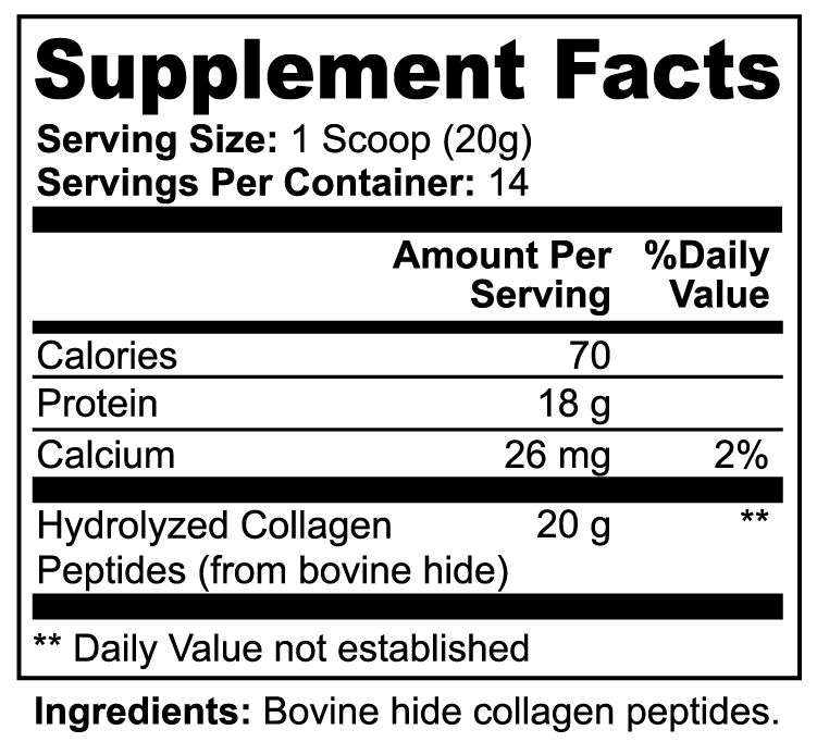 GRASS-FED HYDROLYZED COLLAGEN PEPTIDE POWDER (Aura Bloom Elixir) "UNFLAVORED"