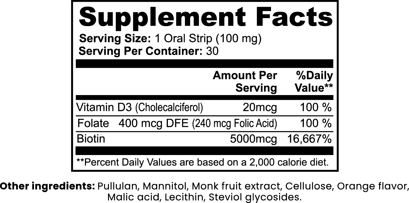 HAIR, SKIN AND NAILS STRIPS (Orange Fae Trio) Orange Flavor